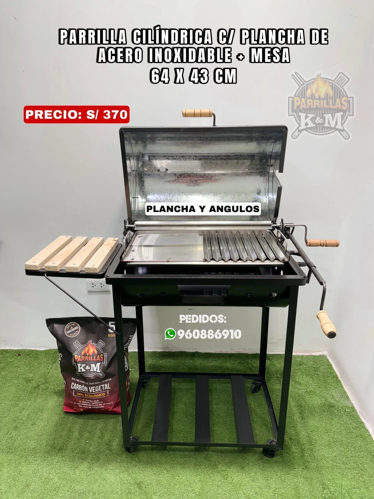 parrilla-cilindrica-con-plancha-de-acero-inoxidable-mesa-64-x-43cm Parrilla Cilíndrica con Plancha de Acero Inoxidable + Mesa 64 x 43cm